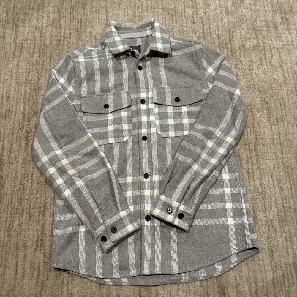 H&M Taupe Plaid Flannel Shirt